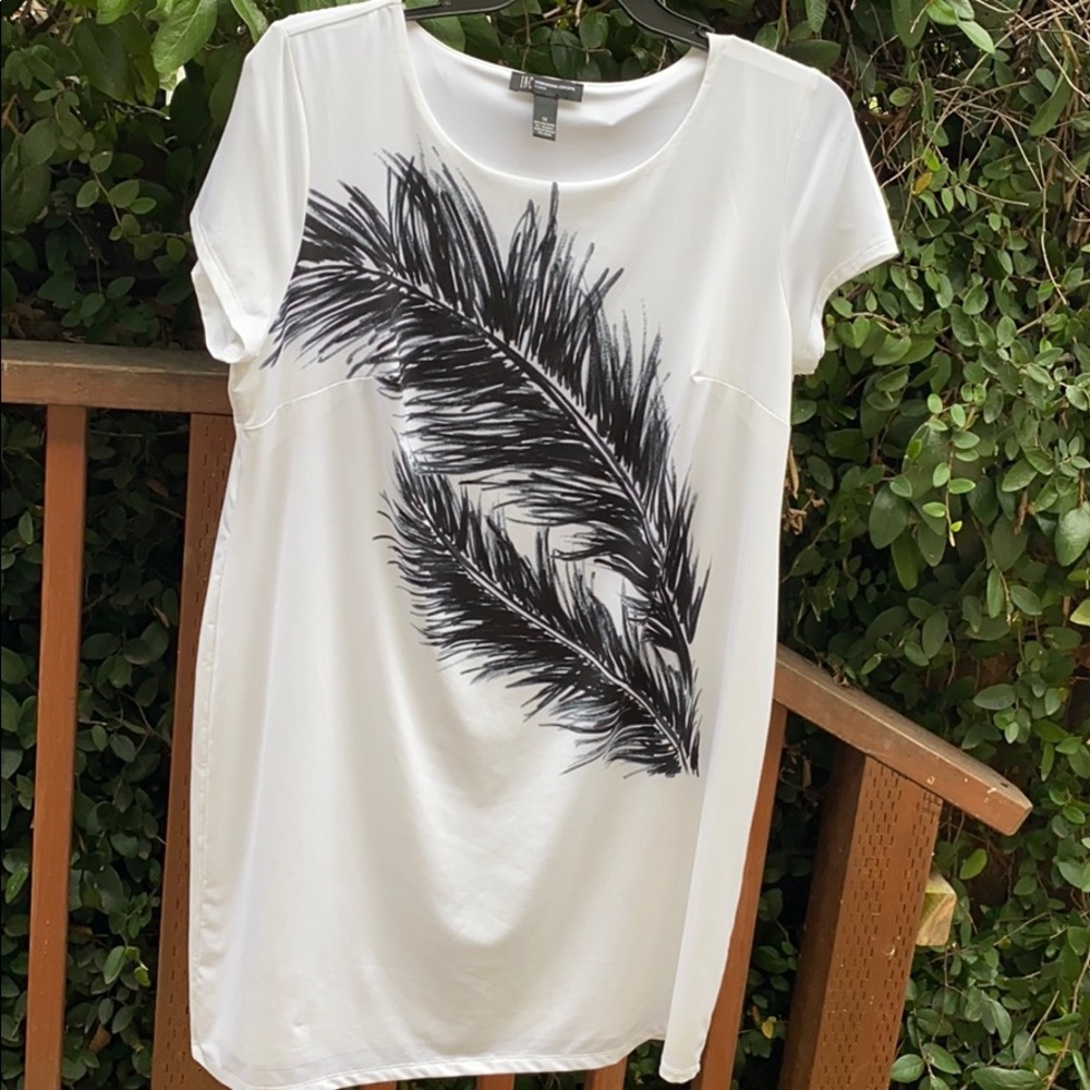 INC black and white feather dress